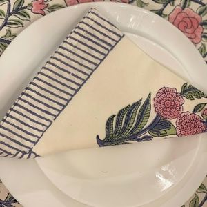 Block print table mat and napkins - set of 6